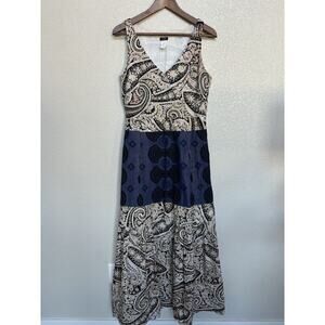 J.Crew boho paisley maxi dress 10 sleeveless vneck hippie vacation cotton tiered